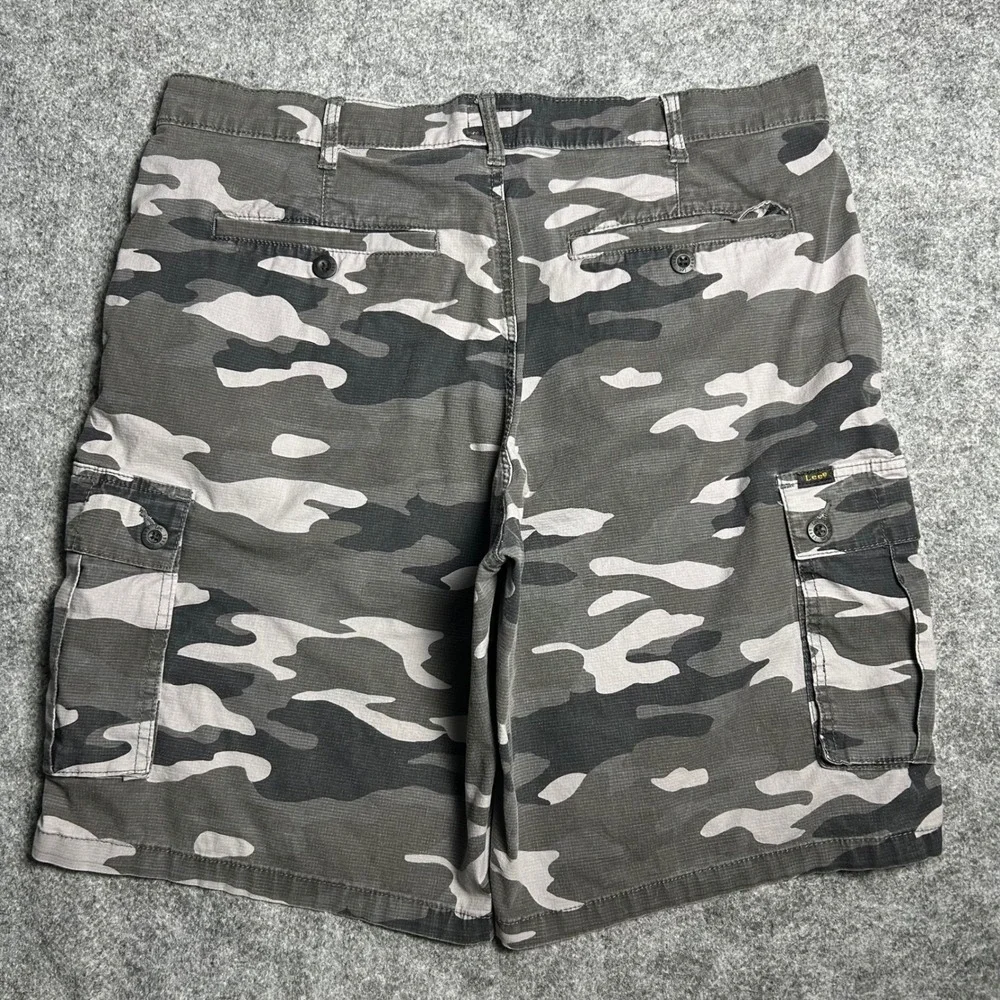 Lee Grey Camo Cargo Shorts Ripstop Baggy Skater Y2K Vintage Size 38